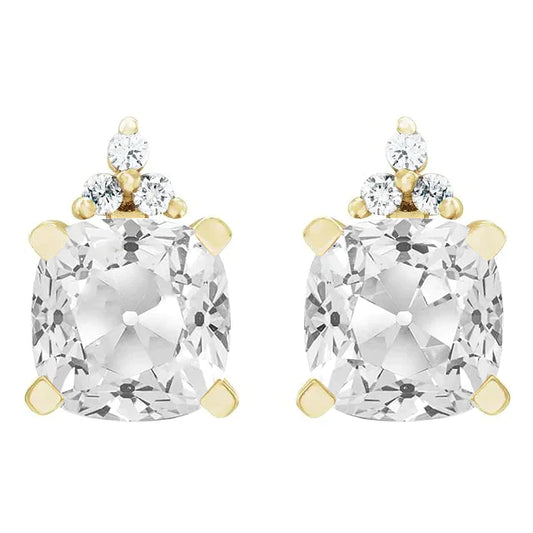 Boucles d'Oreilles Or Jaune 14 Carats avec Brillant – vue de face