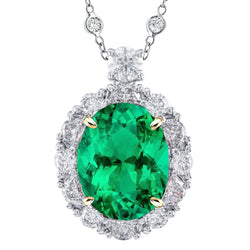 Taille Ovale Émeraude Fine Pendentif Pierre Précieuse – 7 carats