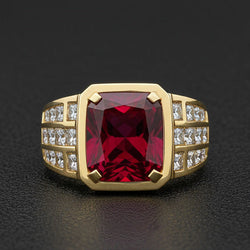 Rubis Sang de Pigeon taille Taille Radiant Bague pour Homme