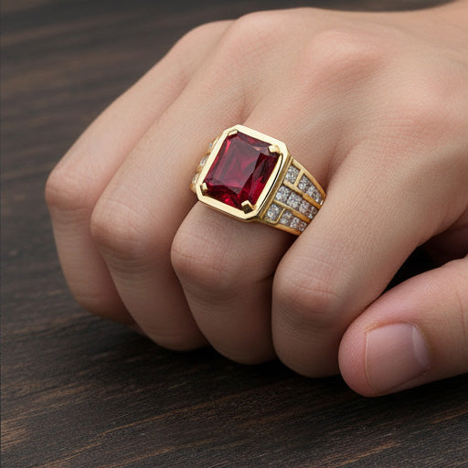 Haut de gamme Rubis Sang de Pigeon Bague pour Homme 11,00 carats – vue d'angle