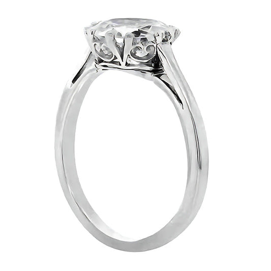Bague Mono-Pierre Or Blanc 14 Carats avec Diamant – vue de face