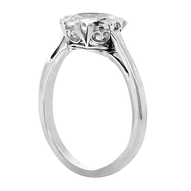 Bague Mono-Pierre Or Blanc 14 Carats avec Diamant – vue de face
