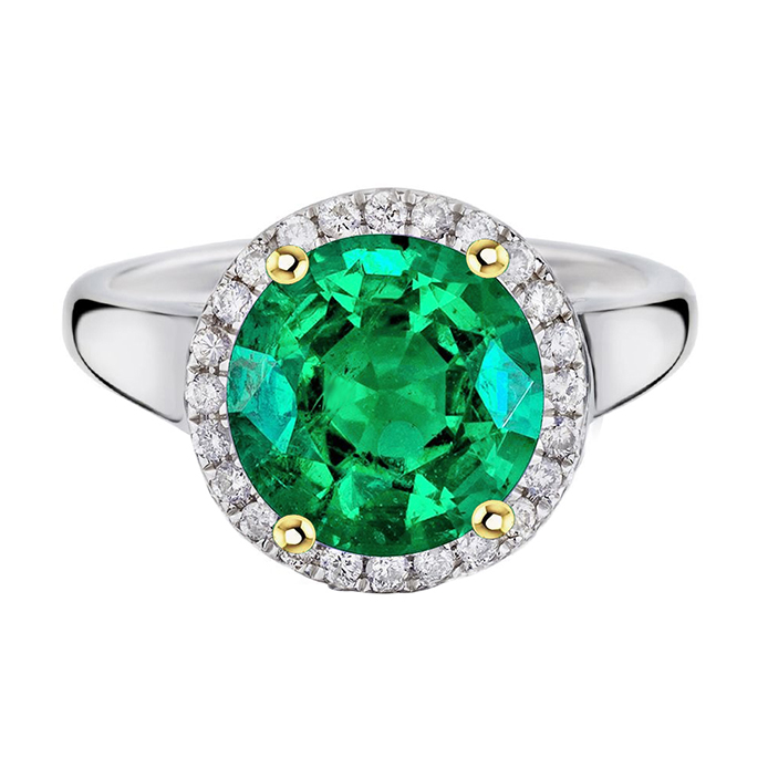 Émeraude Colombienne Bague avec Gemme 4 carats Or Bicolore 14 Carats – vue principale