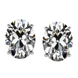 Taille Old Mine Brillant Pendants d'Oreilles en Or Blanc 14
