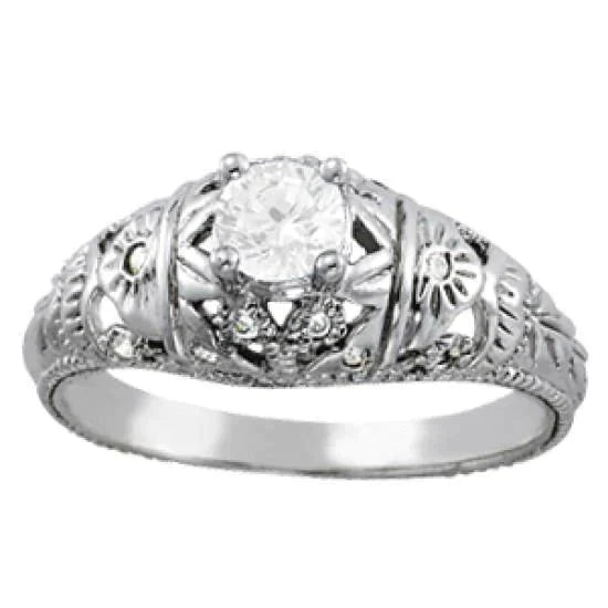 Bijoux Art Nouveau Bague De Fiançailles En Réel Diamant De Style Ancien