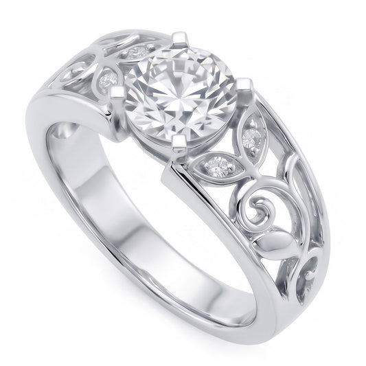 Bijoux Art Nouveau Bague Pour Femme Neuve Style Feuille De Véritable Diamant Taille Ancienne
