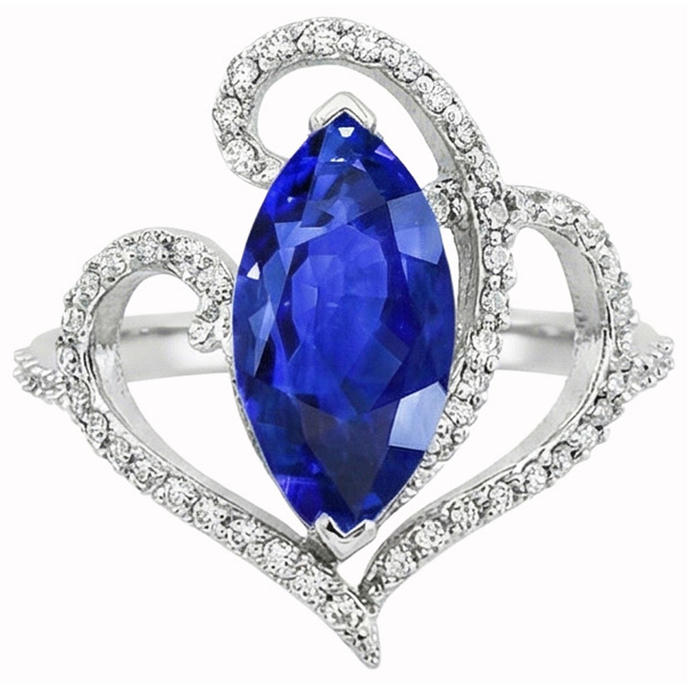 Bijoux Art Nouveau Bague en diamant et saphir de Ceylan de style ancien