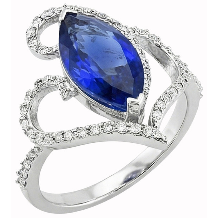 Bijoux Art Nouveau Bague en diamant et saphir de Ceylan de style ancien