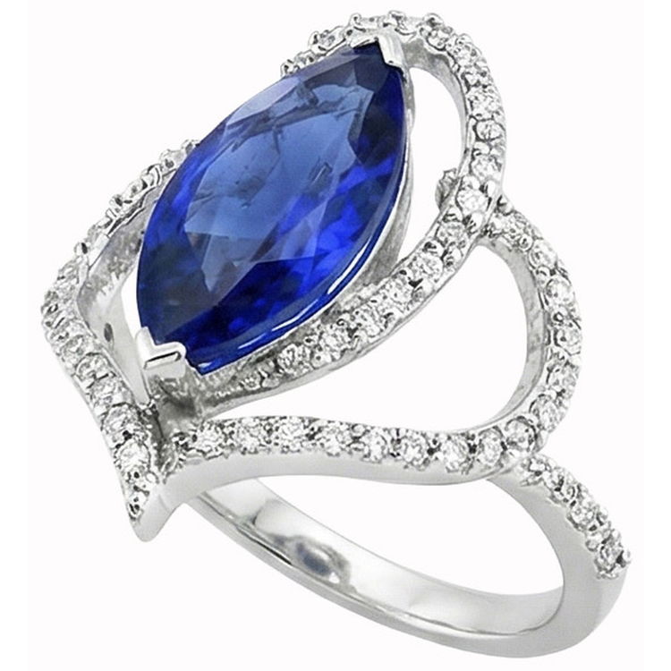 Bijoux Art Nouveau Bague en diamant et saphir de Ceylan de style ancien