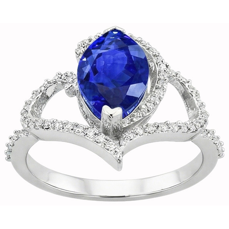 Bijoux Art Nouveau Bague en diamant et saphir de Ceylan de style ancien