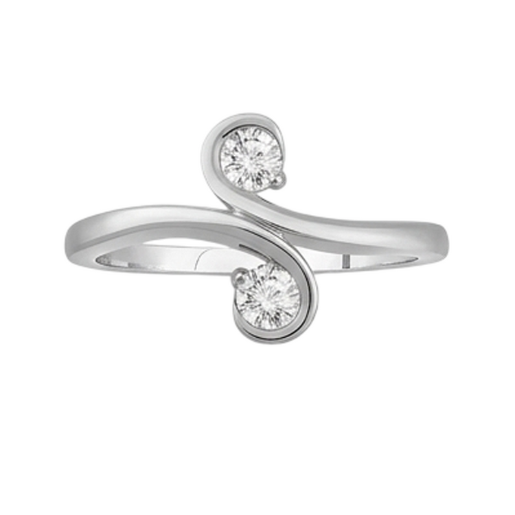 Bijoux Art Nouveau New Bague Toi et Moi en diamant à deux pierres