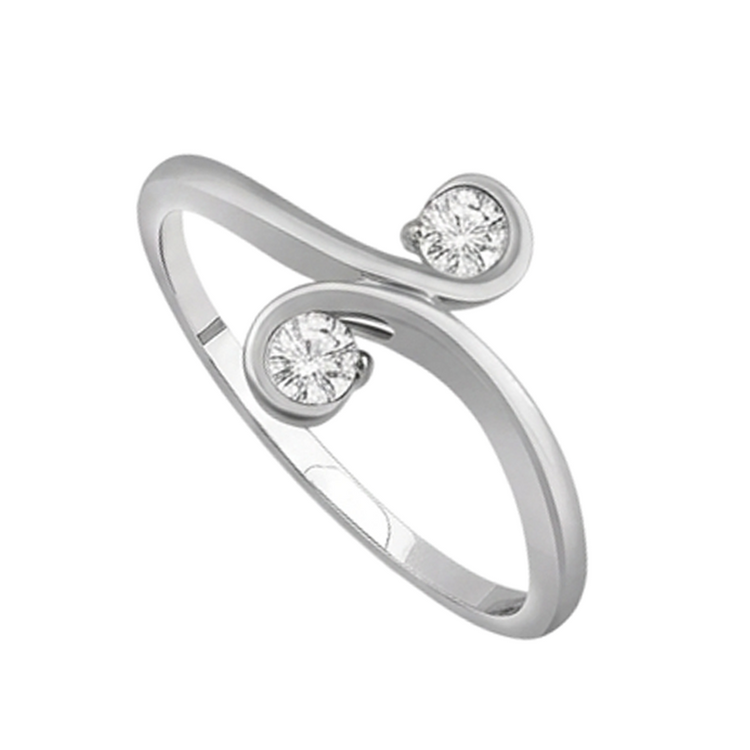 Bijoux Art Nouveau New Bague Toi et Moi en diamant à deux pierres