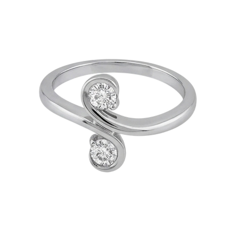 Bijoux Art Nouveau New Bague Toi et Moi en diamant à deux pierres