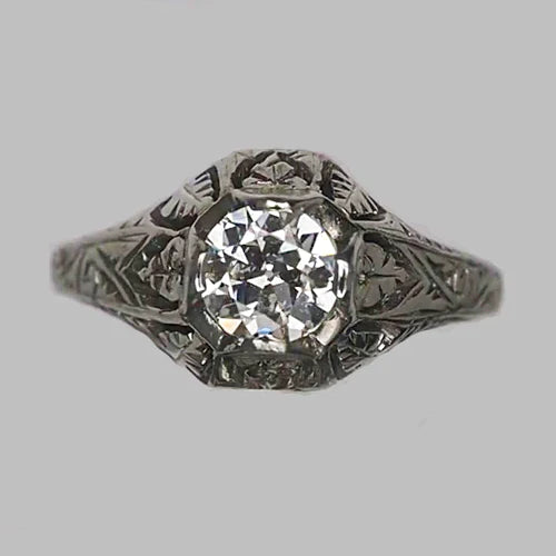 Bijoux Art Nouveau New Women Solitaire Bague En Réel Diamant Taille Ancienne