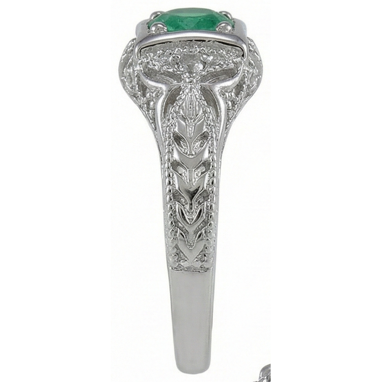 Bijoux Art Nouveau Nouvelle bague en diamant vert émeraude taille ronde