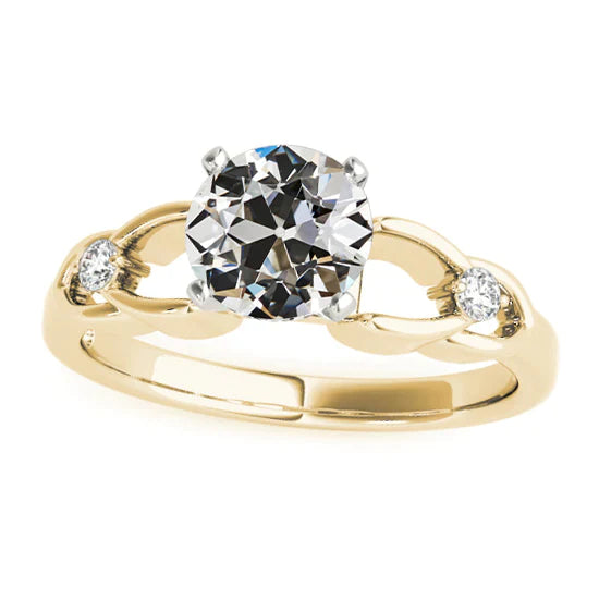 Bijoux Artisanaux Bague Ancienne Mineur Naturel Diamant 3 Pierres Rondes