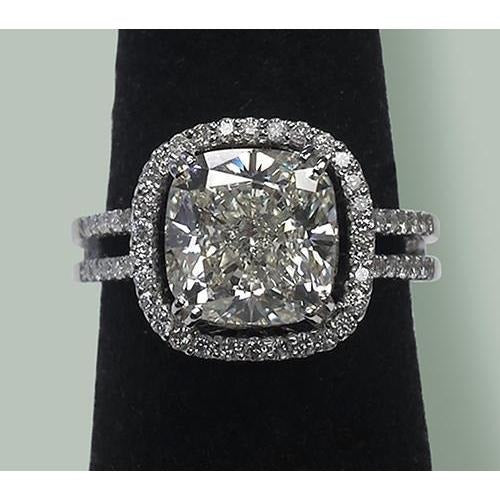 Bijoux Artisanaux Coussin Halo Véritable Diamant Pave Bague