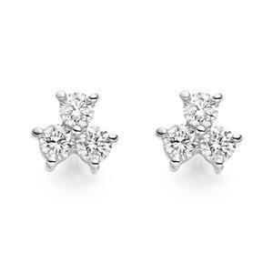 Bijoux Artisanaux Naturel Diamant Rond Clous Trois Pierres Boucle D'Oreille
