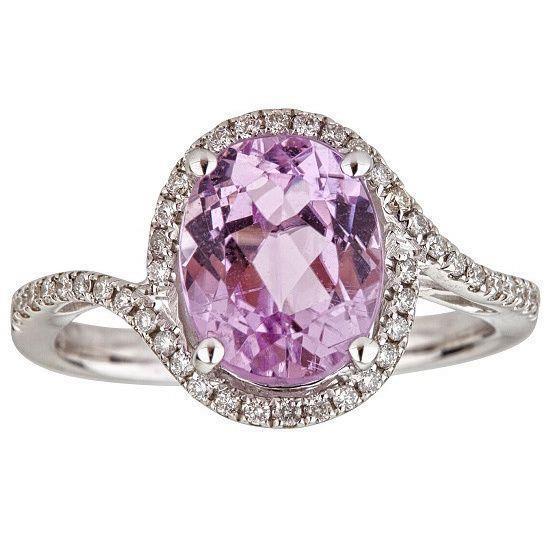 Bijoux Bague Halo Kunzite Rose