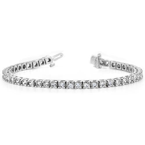 Bijoux Bracelet Tennis Fin Femme Or Blanc 14K Réel Diamant Rond 6 Ct.