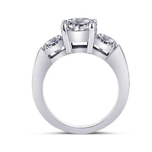 Bijoux De Bague De Fiançailles De Style Trois Pierres Avec Réel Diamants Ronds De 3.76 Carats