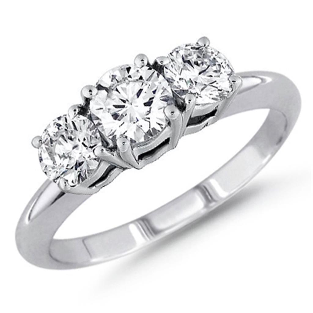 Bijoux De Bague De Mariage En Véritable Diamant A Trois Pierres De Coupe Ronde De 2.20 Carats