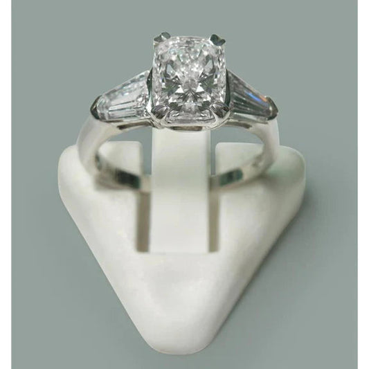 Bijoux De Bague De Style Trois Pierres Avec Réel Diamant Radiant De 2.60 Ct Nouveau