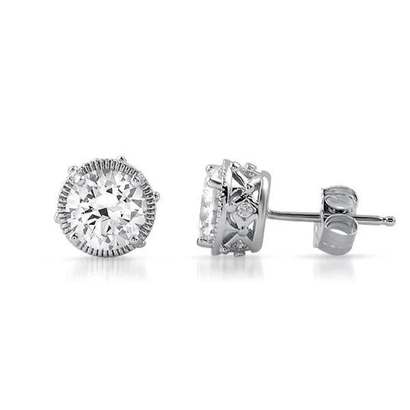 Bijoux De Boucle D'oreille En Réel Diamant De Coupe Ronde De 1 Carat