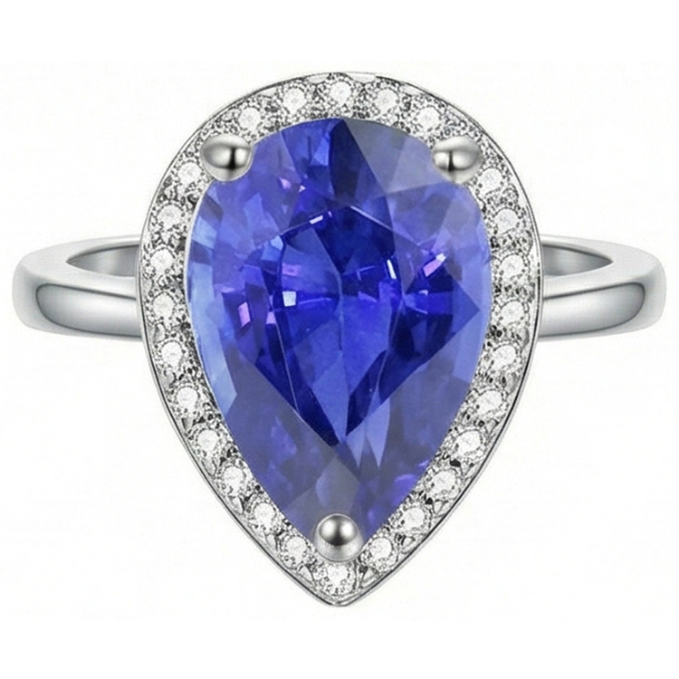 naturel pear diamant 4carats bague angle de côté