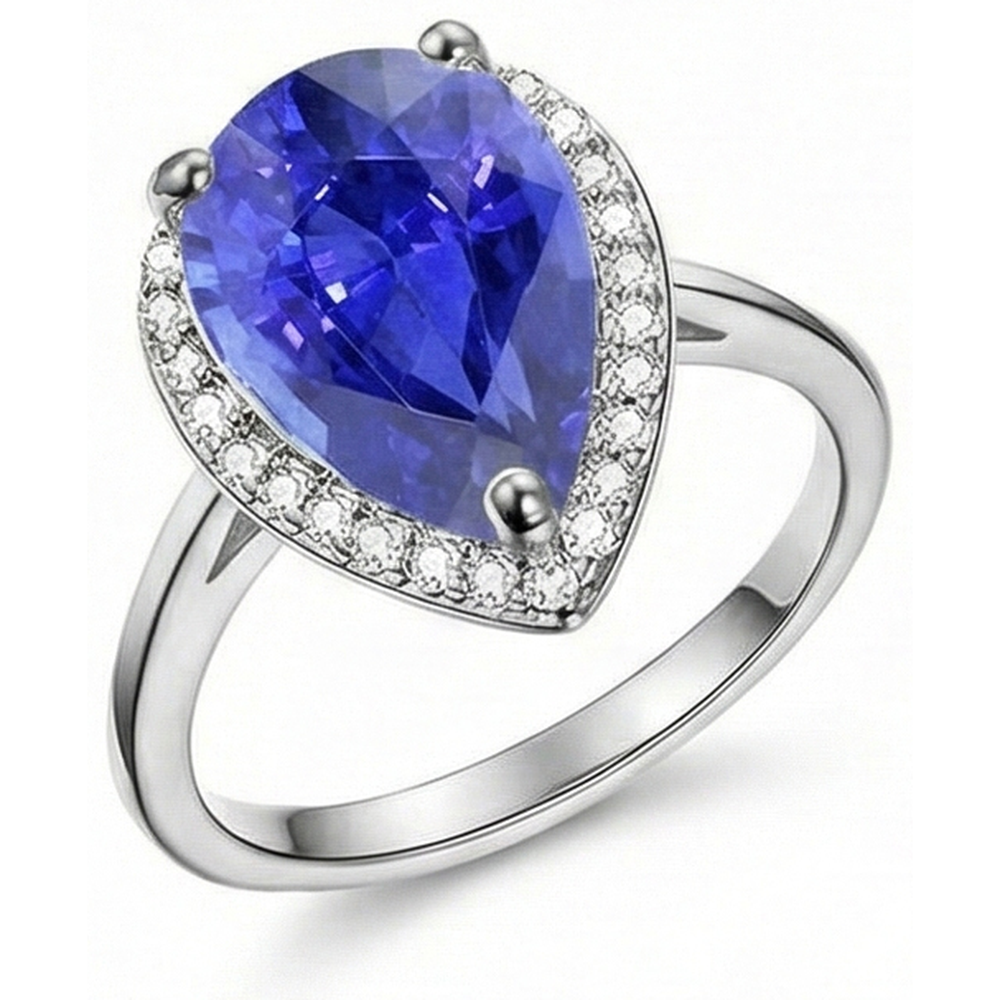 naturel pear diamant 4carats bague détail rapproché