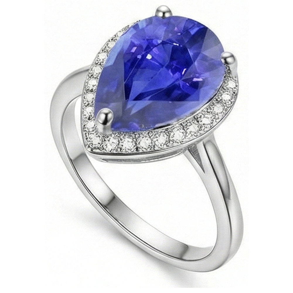 naturel pear diamant 4carats bague vue de dessus