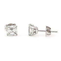 Bijoux Femme Asscher Boucles D'Oreilles Véritable Diamant 1.30 Carats Or Blanc 14K