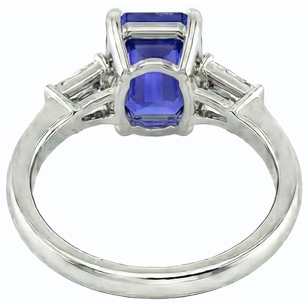 naturel baguette diamant 2.50carats bague angle de côté