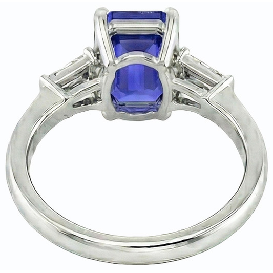naturel baguette diamant 2.50carats bague angle de côté
