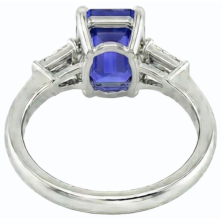 naturel baguette diamant 2.50carats bague angle de côté