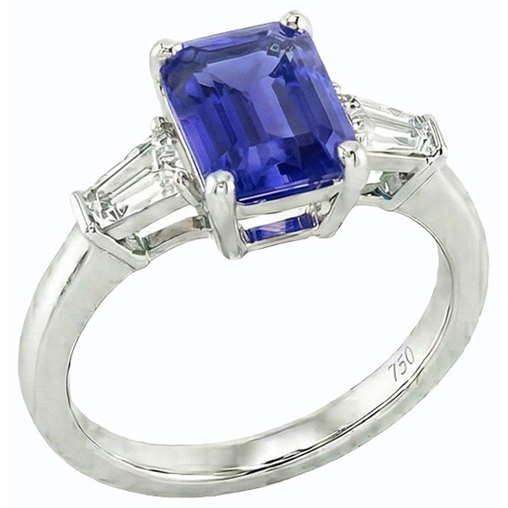 naturel baguette diamant 2.50carats bague détail rapproché