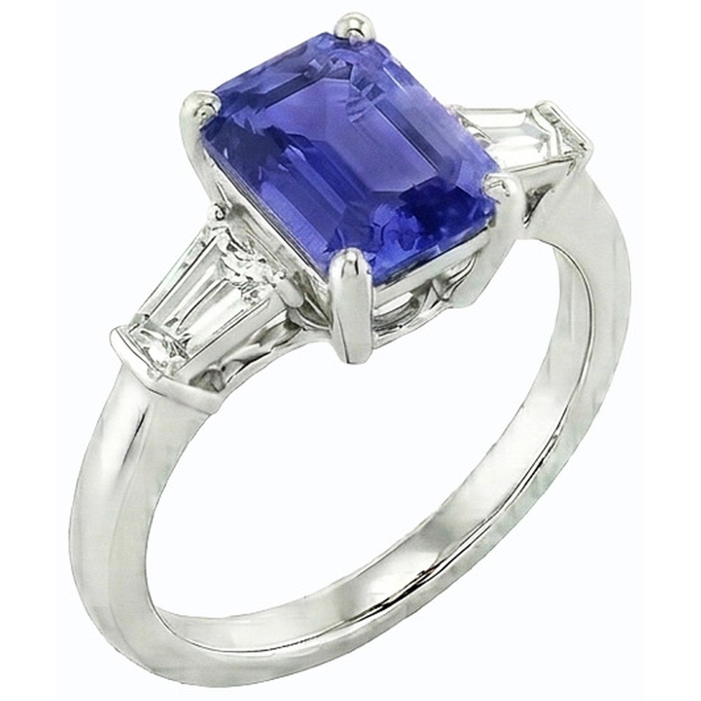 naturel baguette diamant 2.50carats bague vue de dessus