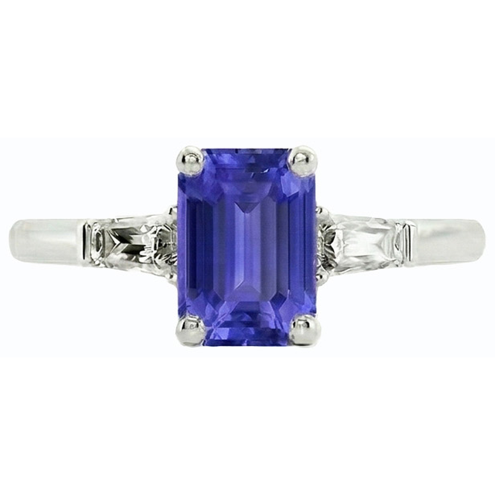 naturel baguette diamant 2.50carats bague sur blanc