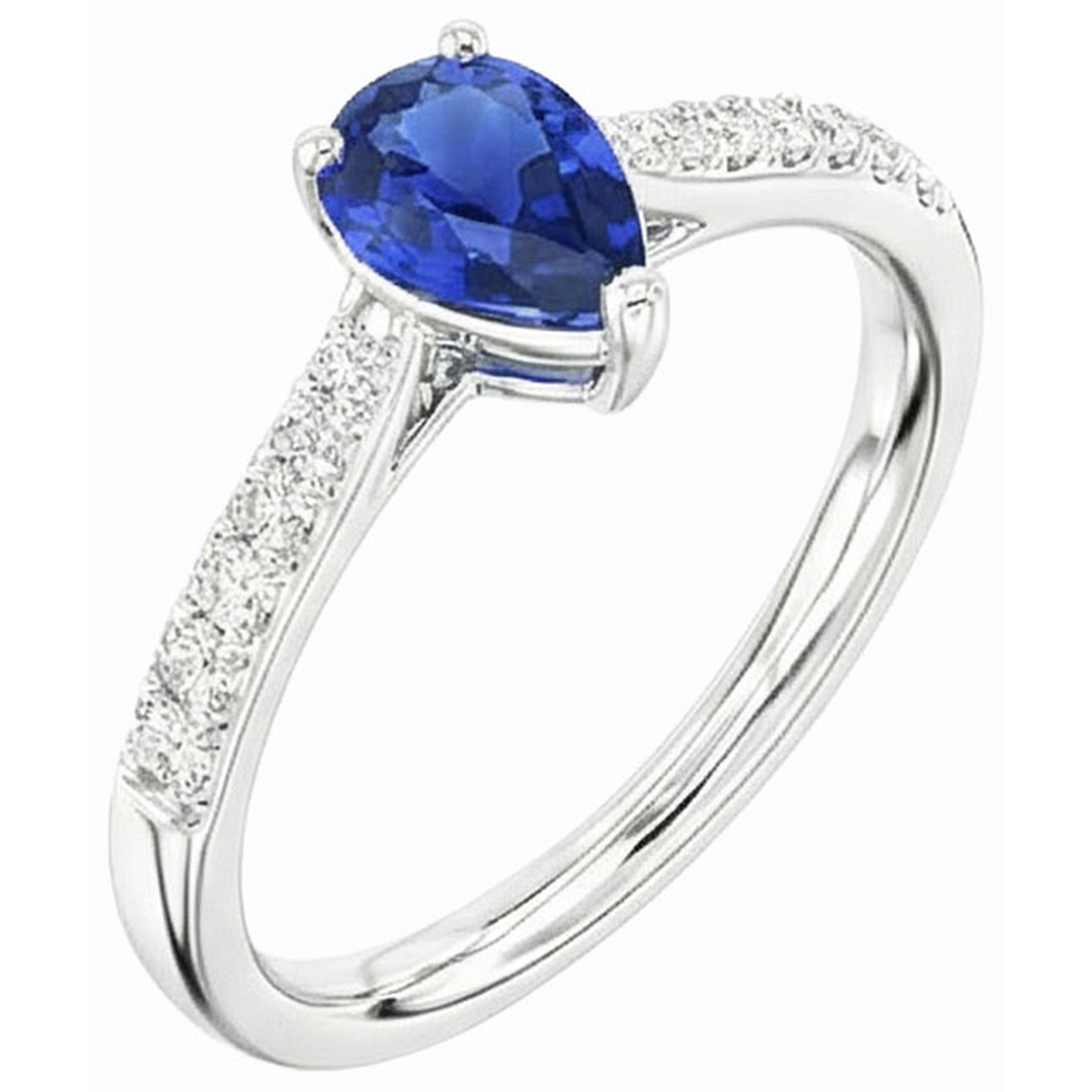 naturel pear diamant 2.50carats bague angle de côté