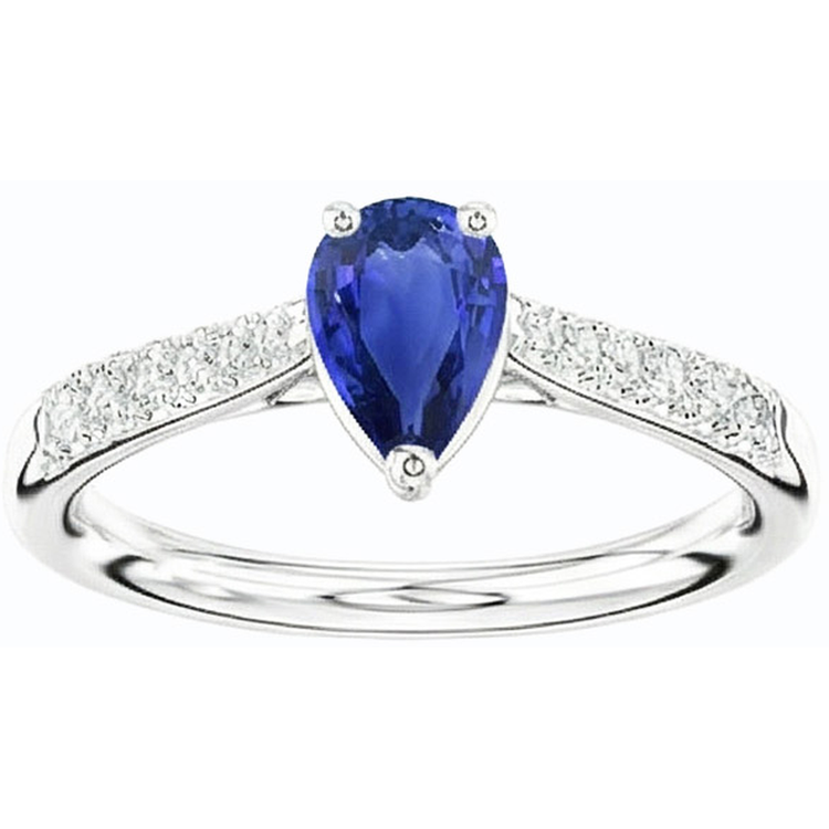 naturel pear diamant 2.50carats bague vue de profil