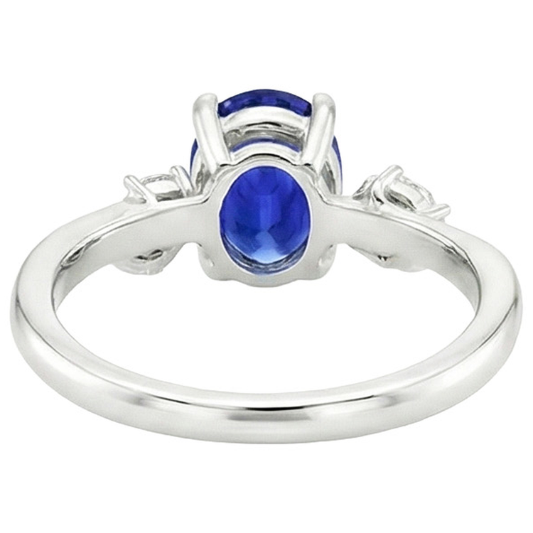 Bijoux Pierres Précieuses Bague Saphir Bleu & Diamants 4.50 Carats