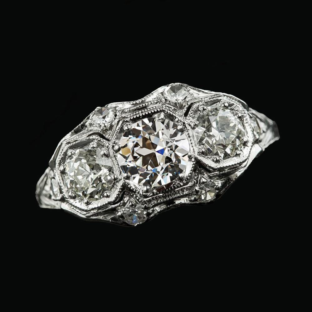 Bijoux Ronds À 3 Réel Diamants De Style Vieille Mine De 4.25 Carats
