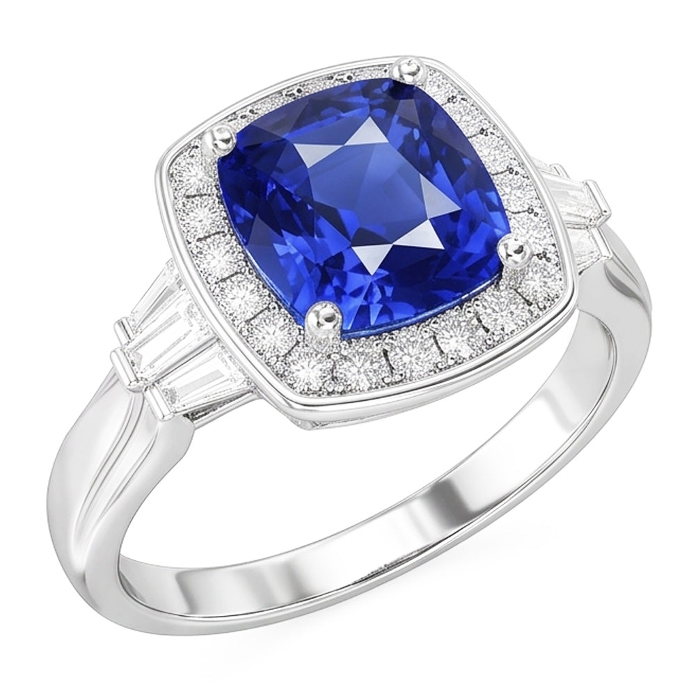 Bijoux Saphir Bleu Et Bague Diamant