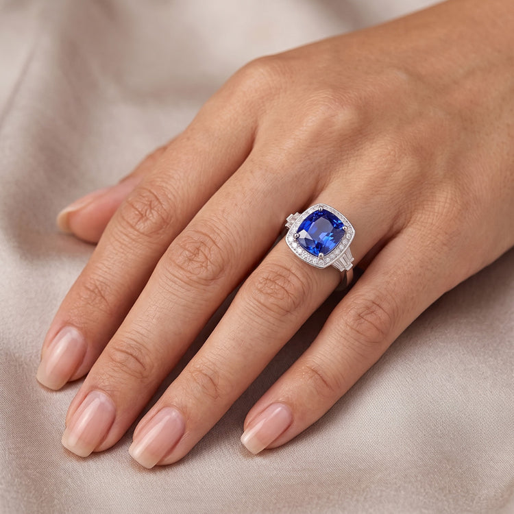 Bijoux Saphir Bleu Et Bague Diamant