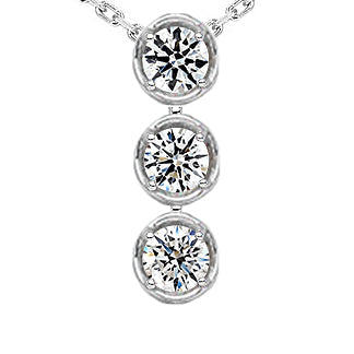 Bijoux d'anniversaire Collier pendentif Véritable diamant rond 3 pierres 2,25 carats