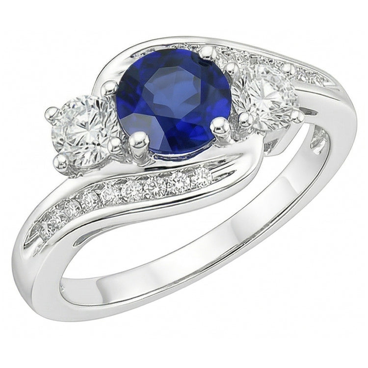 Bijoux de mariage en diamant Bague en saphir de Ceylan rond de 2 carats