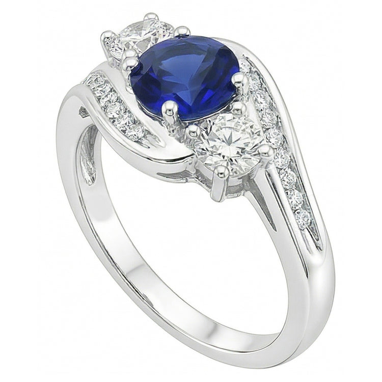 Bijoux de mariage en diamant Bague en saphir de Ceylan rond de 2 carats