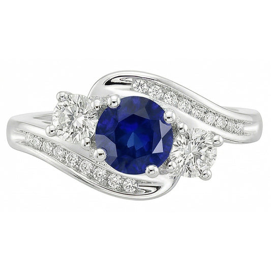 Bijoux de mariage en diamant Bague en saphir de Ceylan rond de 2 carats