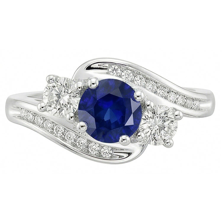 Bijoux de mariage en diamant Bague en saphir de Ceylan rond de 2 carats