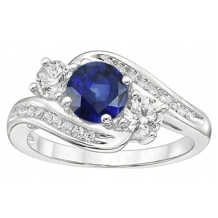 Bijoux de mariage en diamant Bague en saphir de Ceylan rond de 2 carats